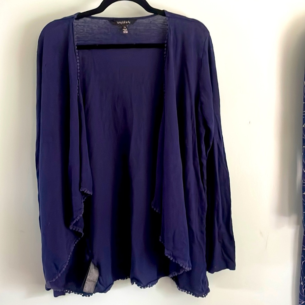 Classy and Cozy linen cardigan with decorative trim